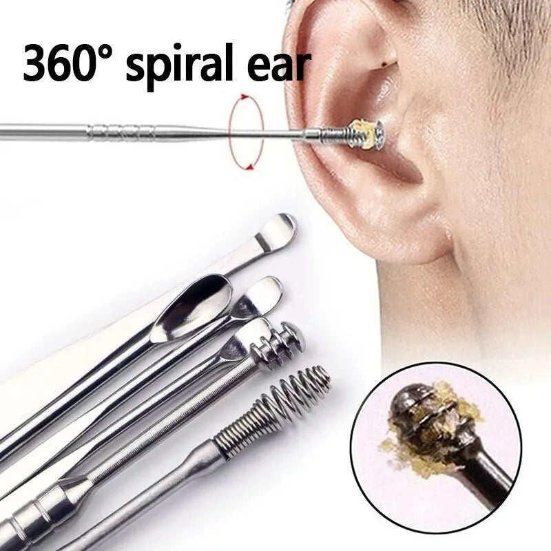 6PCS Ear Cleanser Spoon Health Care Earpick Ear Cleaner Wax Removal Tool Earpick Sticks Earwax Remover Curette Ear Pick Cleaning